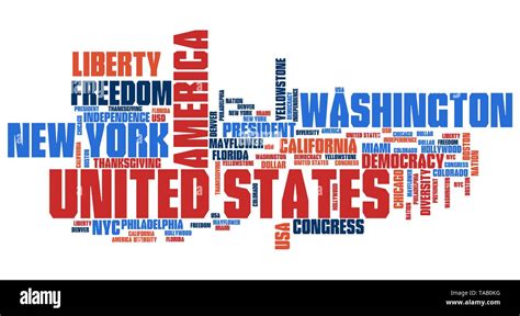 United States Word Cloud Illustration Tag Cloud Keyword Concept Stock