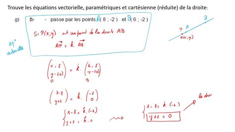 équation vectorielle paramétrique et cartésienne réduite d une droite