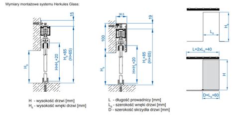 Zestaw HERKULES GLASS HG20 do 1 drzwi szklanych dł 200 cm 100 kg