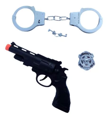 Brinquedo Policia Revolver Fantasia Algema Distintivo Mercadolivre