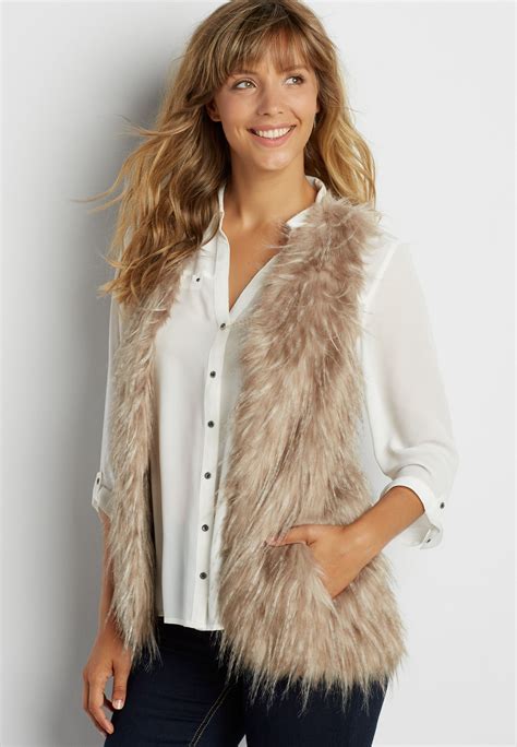 Faux Fur Vest With Knit Back Women Faux Fur Vest Fashion Outfits