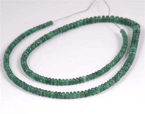 Natural Deep Emerald Mm Smooth Rondelle Beads