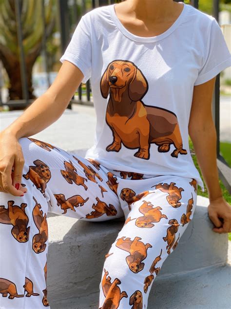 Dog Dachshund Wiener Pajama Set With Pants For Women Etsy