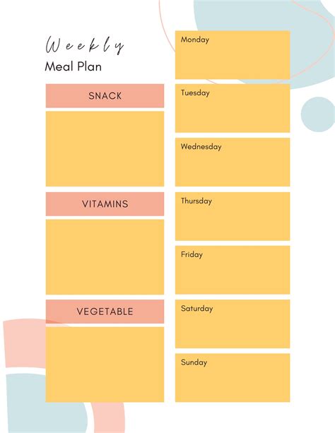 Printable Weekly Meal Plan Digital Download Meal Planning 85x11 Etsy