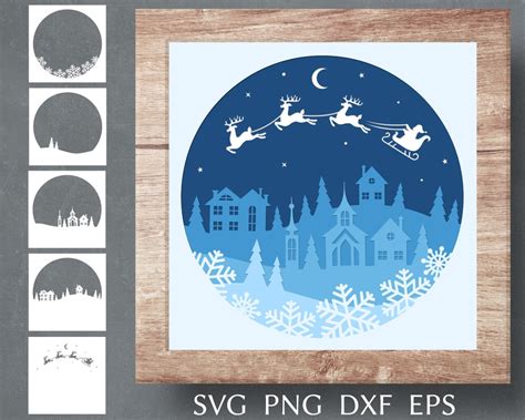 Christmas Shadow Box Svg Cut File For Cricut 3d Papercut Svg Template