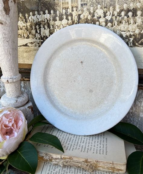 Antique White Ironstone Plate Hope Carter IMPERIAL Farmhouse Decor