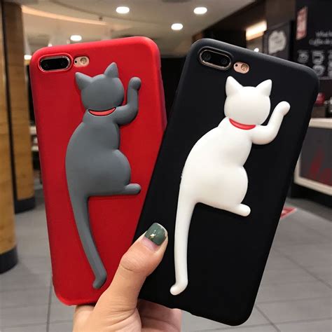 Doees 3d Cat Phone Case For Iphone 6 7 And Iphone X Unique Cat Tail Kickstand Phone Case