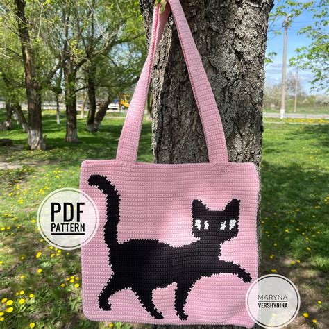 Cute Cat Bag Pattern Crochet Tote Bag Pattern Crochet Black Cat