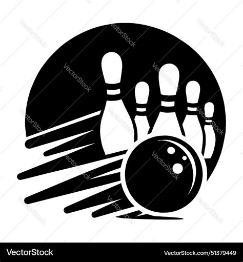 Bowling strike monochrome clip art Royalty Free Vector Image