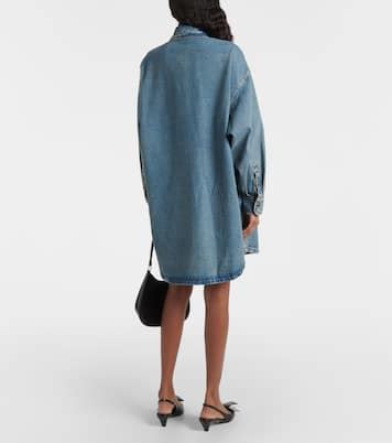 Oversized Denim Shirt Dress In Blue Prada Mytheresa