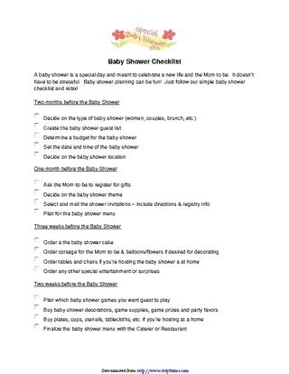 Baby Shower Checklist Pdfsimpli