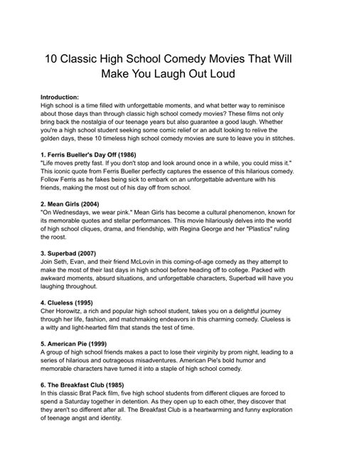 Ppt 10 Classic High School Comedy Movies That Will Make You Laugh Out
