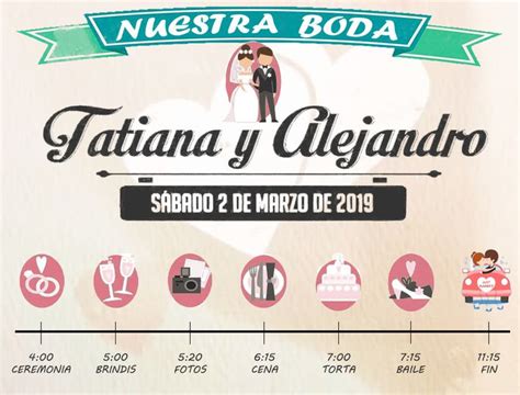 Itinerario de boda timeline matrimonio programación evento boda