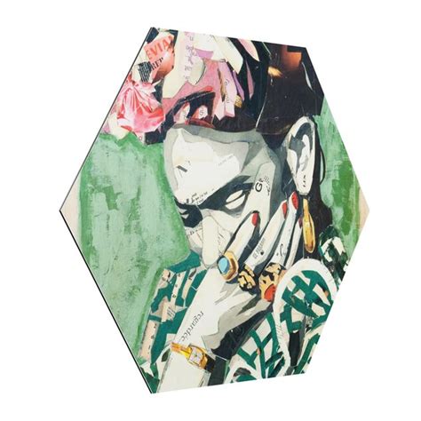 Hexagon Alu Dibond Bild Frida Kahlo Collage No Bilderwelten De