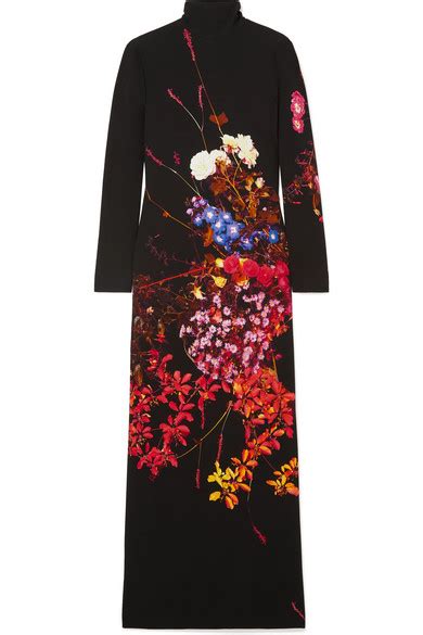 Black Dolfi Floral Print Crepe Maxi Dress Dries Van Noten Floral