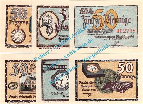 Notgeld De X Pf Kpl Glash Tte Notgeld Set Mit X Pfennig