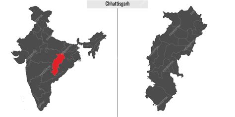 Premium Vector Map Of Chhattisgarh State Of India