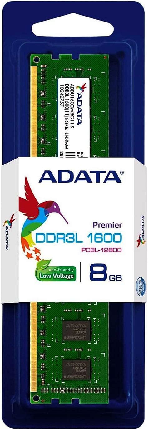 ADATA, Addu1600W8G11-S, Memoria RAM Premier 8GB DDR3L U-DIMM 1600 MHz ...