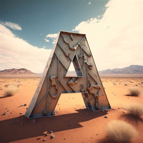 The Letter A In The Desert 3d Rendering Stock Illustration