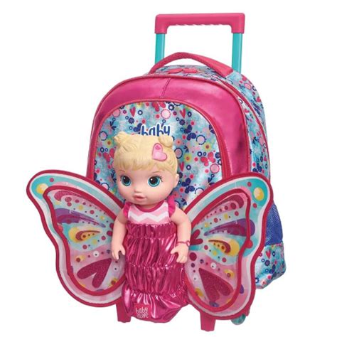 Mochila Rodinha Carrinho Baby Alive D Borboleta M Original No Shoptime