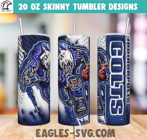 Puffy Indianapolis Colts Mascot Tumbler Wrap Design For Oz