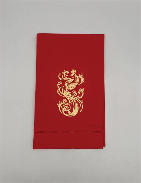 Mahjongg Gold Metallic Peacock On Linen Cotton Towel Mahjongg Decor