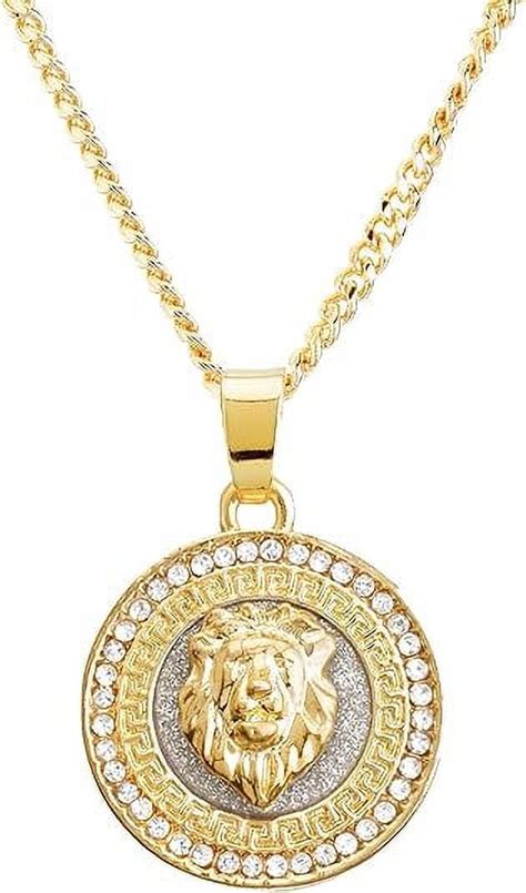 Hip Hop Lion Head Mini Medallion 14 K Gold Plated Pendant 20 Cuban