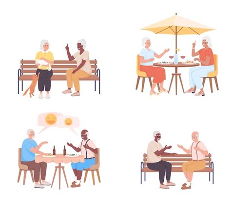 Premium Vector Socializing For Seniors Semi Flat Color Vector