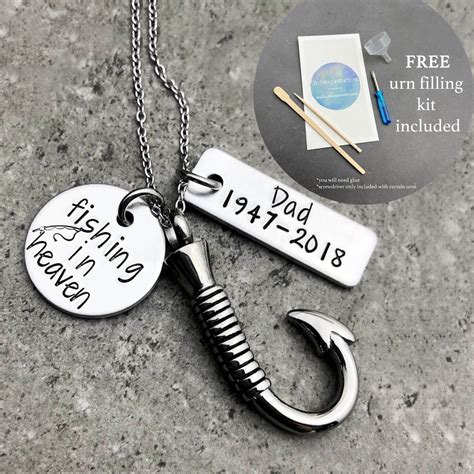 Personalized Fish Hook Urn Necklace Fishing In Heaven Personalized