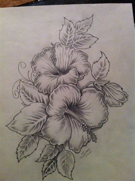 Hibiscus Tattoo Drawing