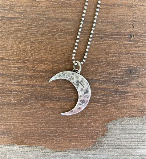 Crescent Moon Necklace Silver Jewelry Twilight Necklace Silver Hammered