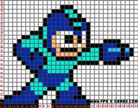 Megaman Pixel Art Dessin Facile Modèle Difficile Jeux Vidéos