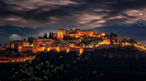 Premium AI Image | Night view of Alhambra