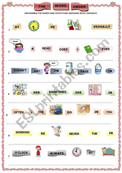 Present Simple The Word Order Esl Worksheet By Lamejor