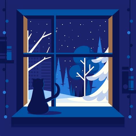 Free Vector Flat Winter Window Illustration