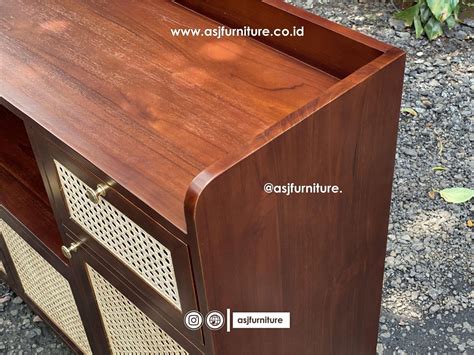 Bufet Retro Jati Rotan Modern ASJ Furniture Jepara