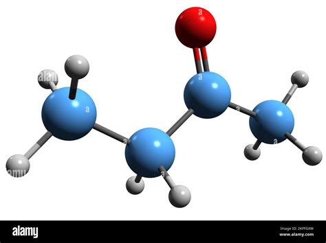 3D Image Of Butanone Skeletal Formula Molecular Chemical Structure Of