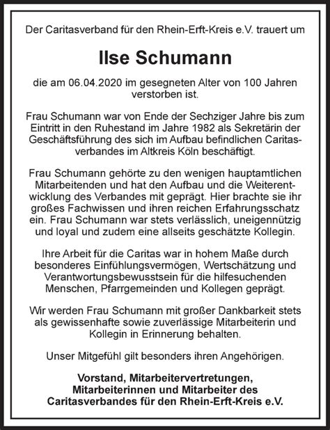 Traueranzeigen Von Ilse Schumann WirTrauern