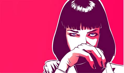 Obra De Arte Uma Thurman Filmes Pop Art Fundo Simples Pulp Fiction