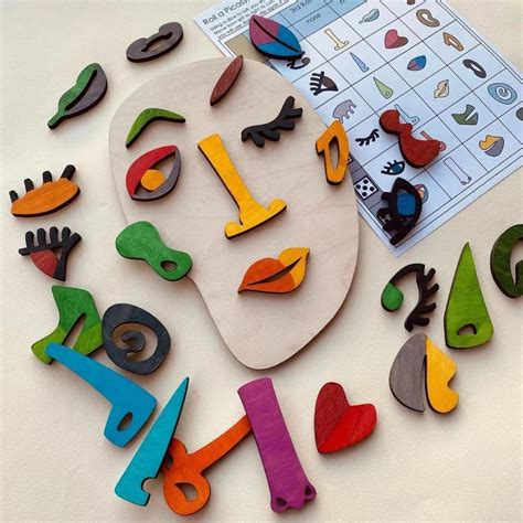 Wooden Montessori Face Puzzles Toys Preschool Early Educational Art