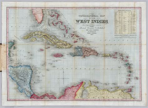 Topographical Map Of The West Indies And The Adjacent Coasts By John