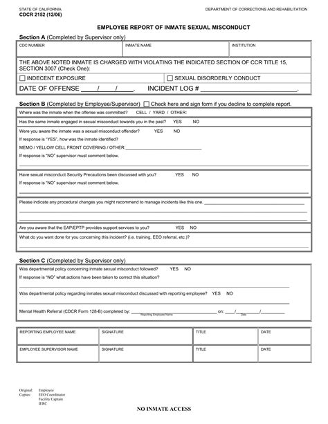 Form Cdcr 2152 Fill Out Printable PDF Forms Online