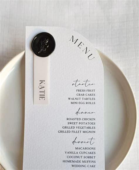 Half Arch Menu Wax Seal Menu Place Cards Included Printed Etsy