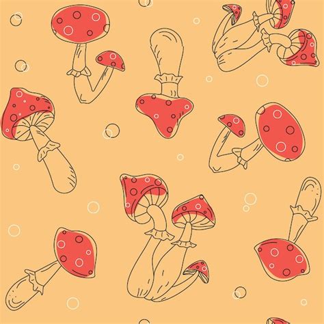 Premium Vector Pattern Cartoon Mushrooms1