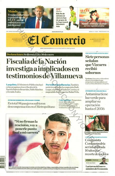 Portadas De Principales Diarios A Nivel Nacional Y Regional Viernes