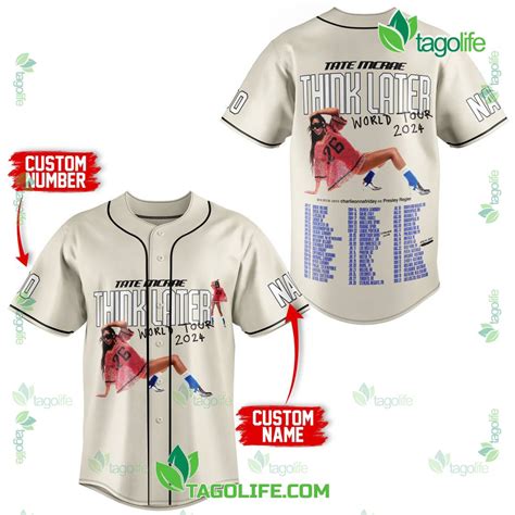 Tate Mcrae Think Later World Tour 2024 Personalized Baseball Jersey