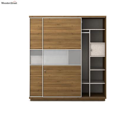 Buy Kosmo Universal Door Sliding Wardrobe Exotic Teak Finish Online