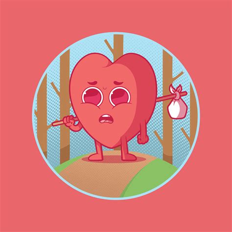 Sad Heart Lost In The Nature Vector Illustration Relation Love