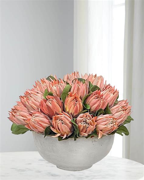 Winward Home Pink Protea In Bowl Horchow