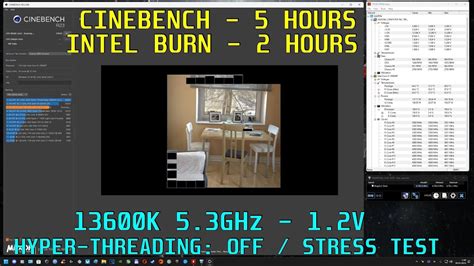 13600K 5 3GHz Hyper Threading Off 1 2V Stress Test Cinebench